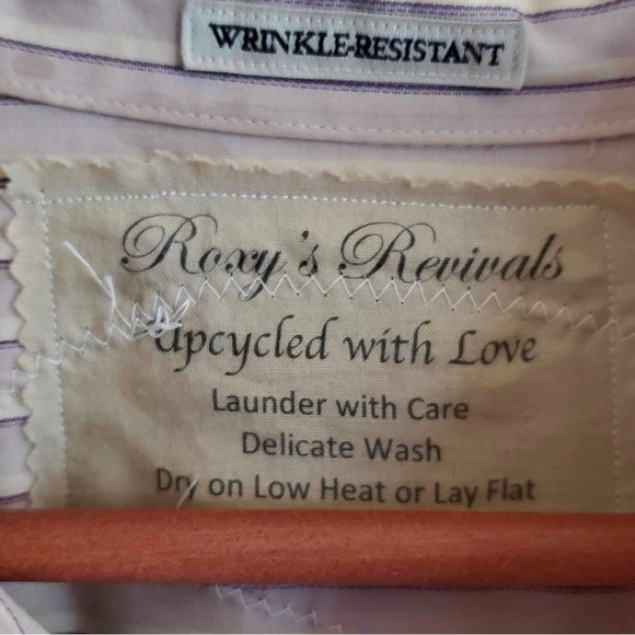 Custom Upcycled Tunic Long Sleeves Button Up Ruffle Hem Mixed Print | L/XL - Picture 3 of 6